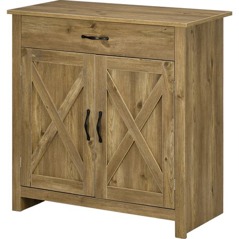 Crédence de Cuisine Country avec Armoire à 2 Portes et Tiroir, 80x39.7x80cm, Couleur Bois (1/5)