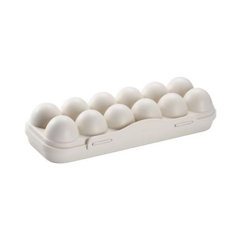 Conteneur à œufs d'extérieur grande capacité, en plastique, pour le réfrigérateur, empilable, pour le camping, plateau pour 12 œufs, beige (1/5)