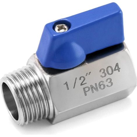 1 Vanne à Bille Acier Inoxydable Filetage 1/2 Pouces PN 63 Pour Eau Gaz Huile (1/5)