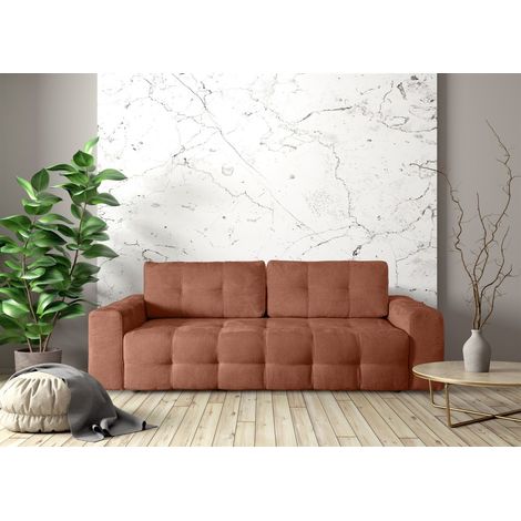 Schlafsofa Designersofa Sofa 3-Sitzer ARIELLE in Stoff Perfect Harmony Rostbraun (1/5)