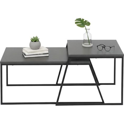 Mesa de Centro Menkent, Revistero, 50x88x38h cm Negro