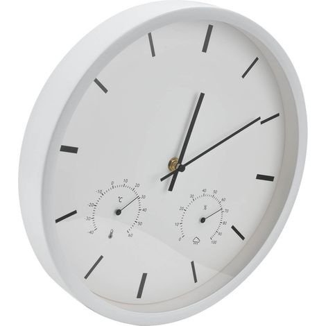 Horloge murale de style nordique avec thermomètre et hygromètre, horloge multifonctionnelle pour la maison, blanche (1/5)