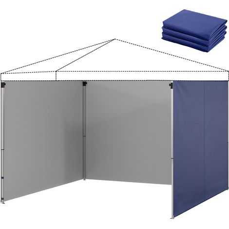Rideau latéral tonnelle 3x3 m bleu foncé avec fermeture éclair, lot de 3 panneaux