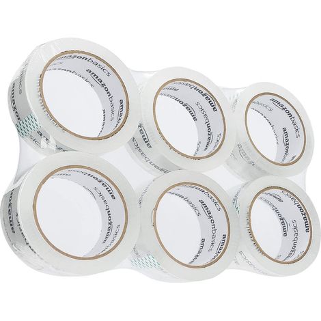 Ruban adhésif d’emballage pour déménagement et stockage, Largeur standard : 4,7 cm de large x 49,9 m de long, Transparent, lot de 6 (1/5)