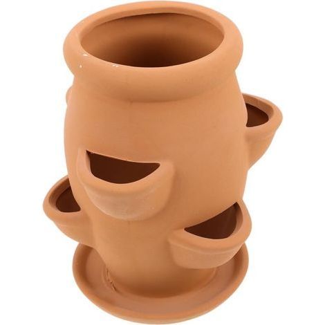 Pot de fleurs en terre cuite en forme de tour à fraises. à plusieurs compartiments. pour plantes succulentes. fleurs et s végétaux. Design élégant pour le jardinage. (1/3)