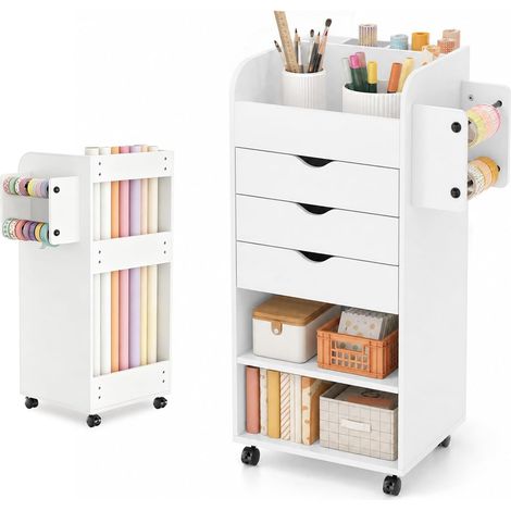 Eggree – Caisson de Rangement à Roulettes, Meuble Tiroir Bureau, 3 Tiroirs, Blanc (1/5)