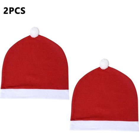 Housses d'appuie-tête de siège auto en forme de chapeau de Noël, décorations de Noël douces, adaptées à la plupart des modèles de voitures, ensemble de 2 pièces, faciles à installer. (1/2)
