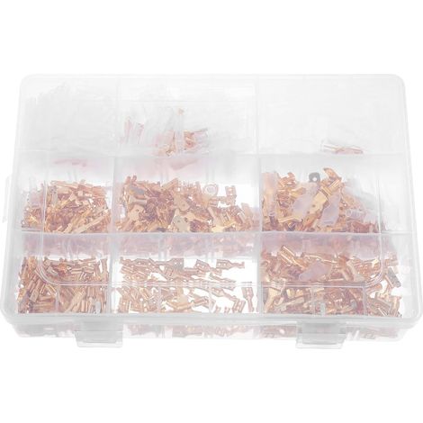 Kit de 900 Connecteurs à Sertir Mâles et Femelles avec Gaines Isolantes Bornier à Fourche Doré Connecteur de Fil Isolant pour Câblage Électrique Automobile et Audio Usage (1/5)