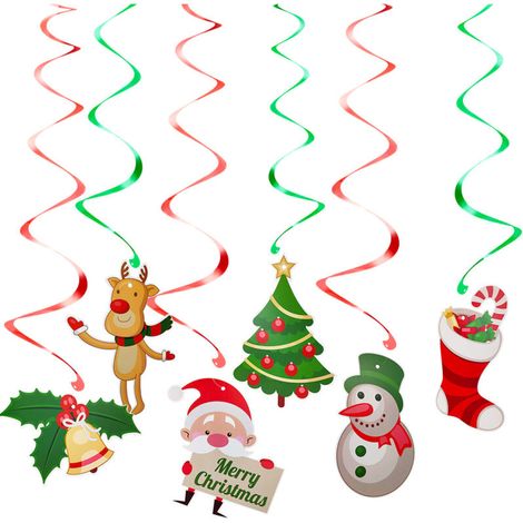 Adornos navideños colgantes – 12 piezas con 12 tarjetas – Guirnaldas brillantes – Decoraciones para fiestas navideñas, tanto para interiores como para exteriores, tiendas, fiestas navideñas y árboles  (1/5)