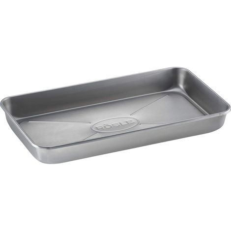 Rösle Teglia universale professionale barbecue, di elevata qualità con bordo alto per marinare, servire, raccogliere i succhi per griglie a gas/carbone, acciaio inox 18/10, lavabile in lavastoviglie (1/5)