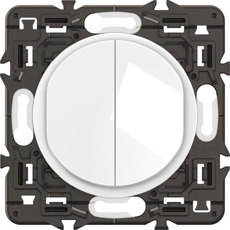 Interrupteur Double ou Va-et-vient - 10A - Commande d'Eclairage Complète - A compléter avec une plaque - Blanc (1/2)