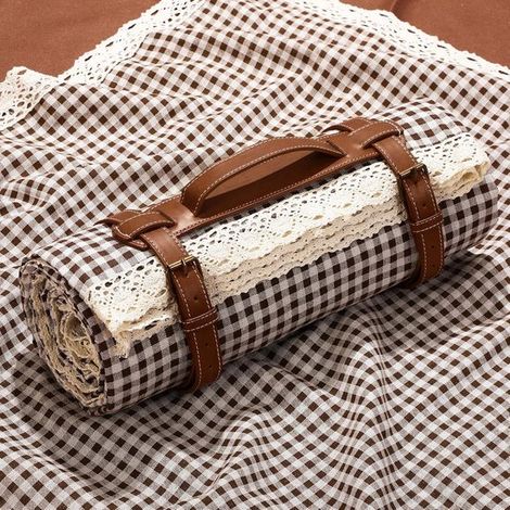 Couverture de pique-nique – 150x200 cm – Marron – Pliable – Anti-sable – Sangle de transport (1/5)
