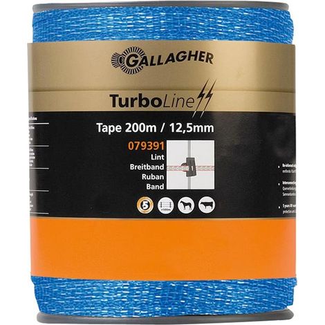 Ruban Gallagher Turboline bleu 12,5 mm x 200 m pour chevaux et bétail