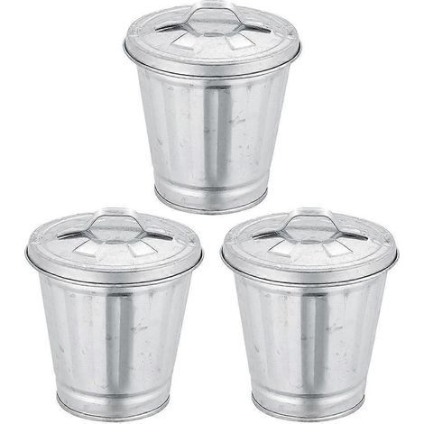 Set mit 3 niedlichen Mini-Metallbehältern mit Deckel – 9,50 x 9,00 x 9,00 cm – Silber (1/4)