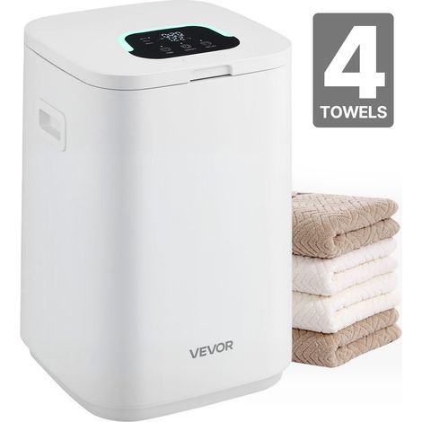 Chauffe Serviettes 20 L, Seau Sèche-serviettes pour Salle de Bain, avec Écran LED, Réglage de la Température, Minuterie et Verrou de Sécurité, pour Couvertures Peignoirs, Spa Massage, Blanc (1/5)