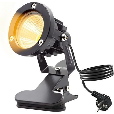 LED-Strahler, 10 W, zum Anklemmen mit Stecker und Schalter, IP65, wasserdicht, Gartenbeleuchtung, mit 1,8 m Kabel, für den Außenbereich, Hof, Rasen (warmweiß) (1/5)