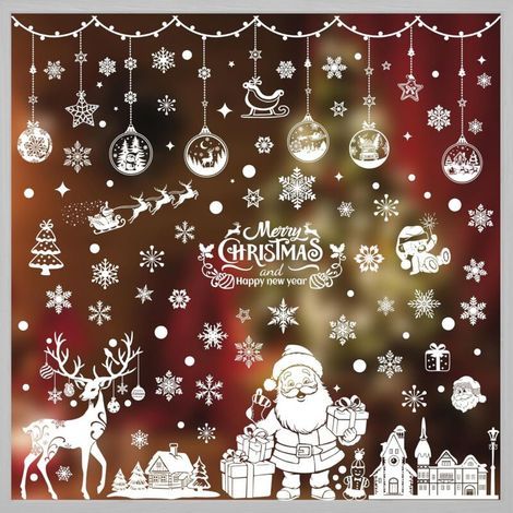 LaBlanc - Noel Autocollants Fenetre Réutilisable, Decoration Noël Fenetre Flocon de Neige Sticker Vitre Noel Blanc Électrostatique PVC Autocollant Noel Fenetre pour la Deco Noel Vitre-Karteo (1/5)