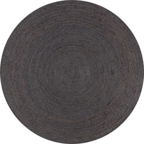 Tapis rond en jute fait main, 90 cm, gris foncé