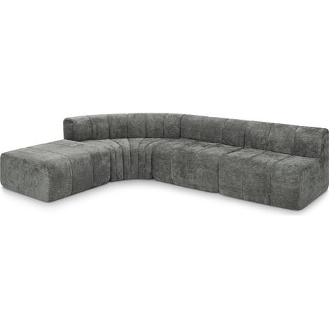 ELVMI Sofá Esquinero Modular de 4 Plazas, Configuración Libre, Módulos sin Respaldo, Chenilla Gris (1/5)