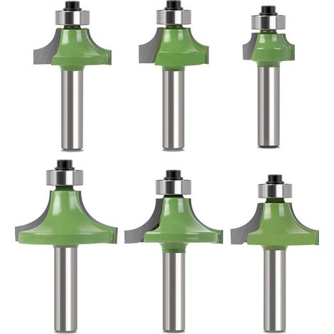 6Pcs 8mm Wood Router Bit, Quarter Round Cutter with 8mm Shank, Wood Router Bits, Roundover Groove Cutter for Woodworking (1/5)