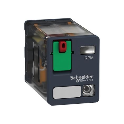 Relé POTENC +LED 15A 230VAC con indicador luminoso y 2 contactos normalmente abiertos.
