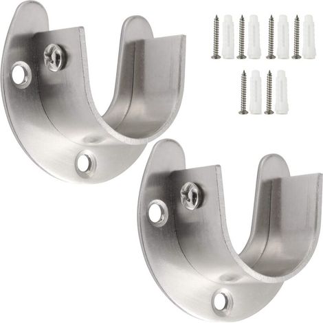 Supports de tringle de placard robustes avec fixations pour tringle de 3,2 cm (2 pièces, argent)