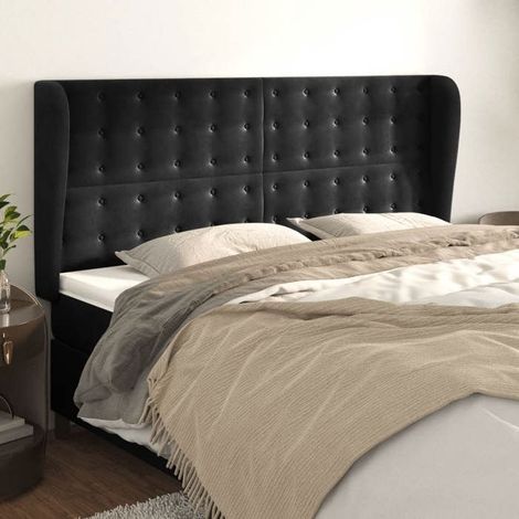 Tête de lit - 3118452 - Noir - Velours - Hauteur réglable (1/5)