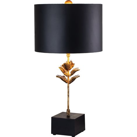 Elstead Camilia Lampada da tavolo con paralume rotondo, oro antico e nero (1/5)
