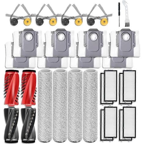 34 Stück Hauptseitenbürste HEPA-Filter Wischbeutel für Roborock Qrevo Curv 2 Flow Roboter-Staubsauger (1/5)