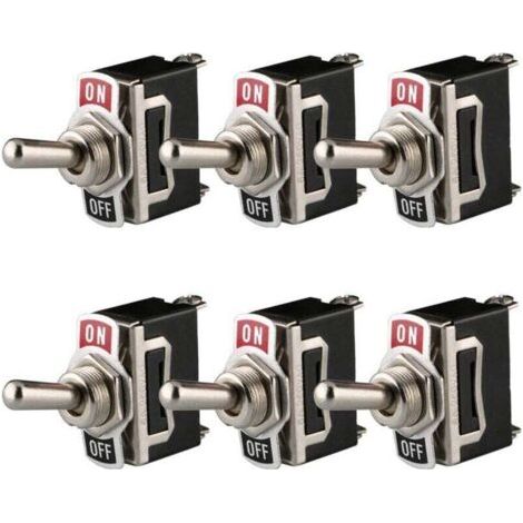 BUNTHAUS 12V-24V-48V-110V/10A, 220V-230V/6A SPST EIN/AUS 2-Positionen 2-Pin-Wippschalter für Auto-Armaturenbrettbeleuchtung (6er-Pack, Schwarz)