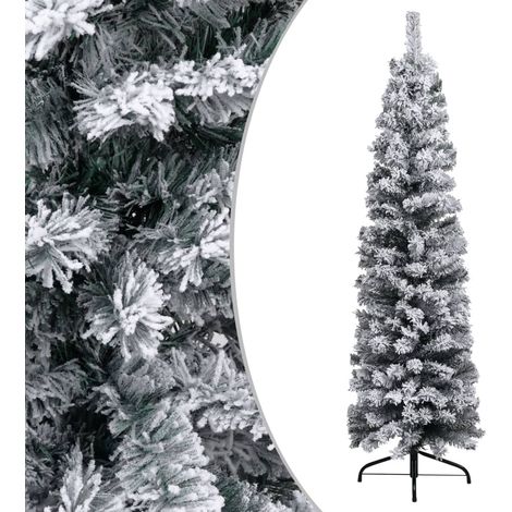 Sapin de Noël artificiel,Arbre de Noël mince flocon de neige Vert 150 cm PVC -WYW74160 (1/5)