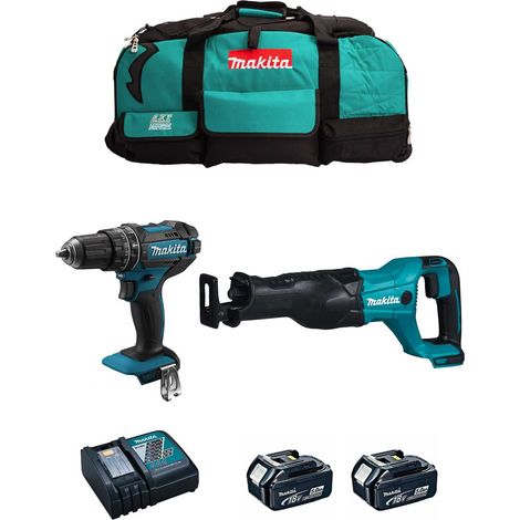 MAKITA Kit MK204 (DHP482 + DJR186 + 2 x 5,0 Ah + DC18RC + LXT600) (1/5)