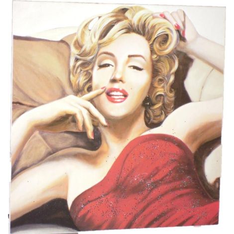 Quadretto Quadro da parete con strass Marilyn Monroe 14 x 14 cm (1/2)