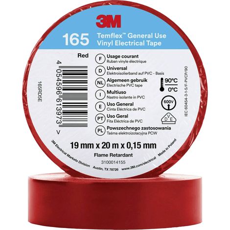 3M 165RD5E Ruban isolant rouge (L x l) 20 m x 19 mm 1 pc(s)
