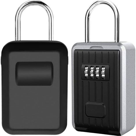 Boite à Clé Sécurisée Montage Mural Boite a Clef avec Code Numérique à 4 Chiffres, Extra Grande Lock Box Coffre a Clefs Exterieur avec Anse, Format XL Boîte à Clés à Code (Noir)