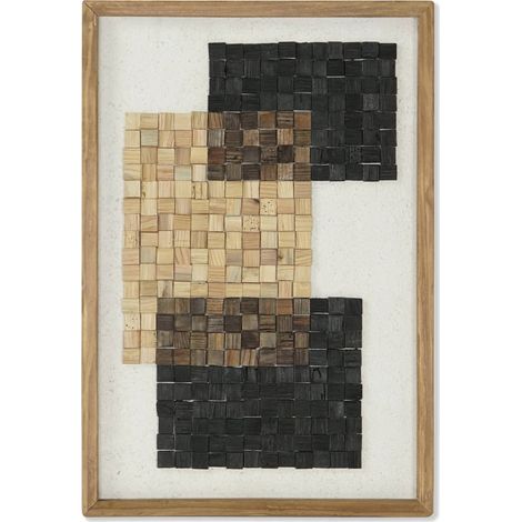 Tableau Abstrait en bois recyclé pour intérieur éco-chic - Bois naturel aux teintes variées
