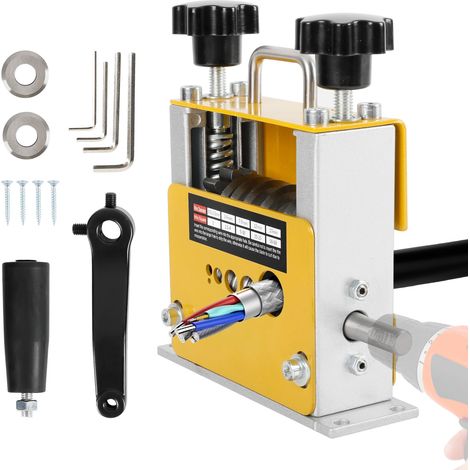 Dénudor de câbles 2 en 1 Machine manuelle avec perceuse électrique Dénudeur de câbles avec 2 lames pour câbles de 1-17 mm, outil électrique de dénudage de câbles en cuivre pour recyclage de câbles (1/5)