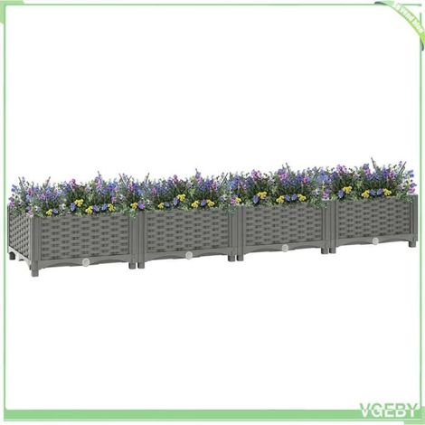 Lit surélevé - FAFEICY - 153292 - PP 160x40x23 cm - Gris clair - Aspect rotin (1/5)