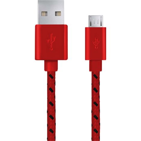 EB181R ESPERANZA MICRO-USB-2.0-KABEL AB M/M 2,0 m GEFLOCHTEN ROT