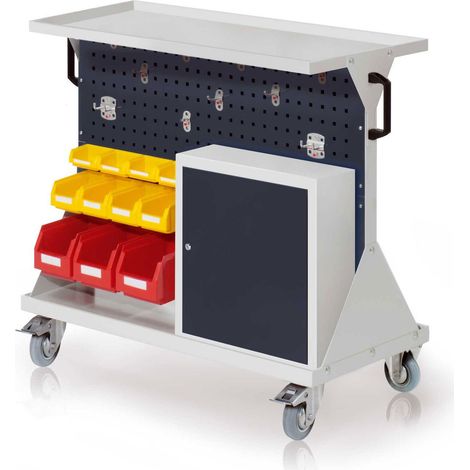 Kappes RasterMobil® Größe 2 - 1000x930x500mm - 2x Lochplatten 2xSchlitzplatten - 1x Einhängeschrank - Auflageboden aus Stahlblech - anthrazitgrau