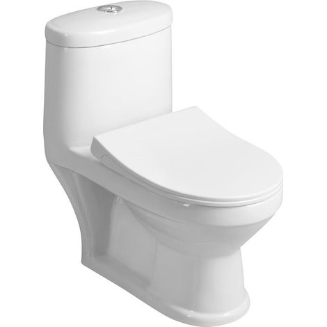 Aqualine – Cuvette pour WC à poser classique en céramique – Siphon en S et siphon en P – Couleur blanc – Hauteur 530mm – Profondeur 500mm