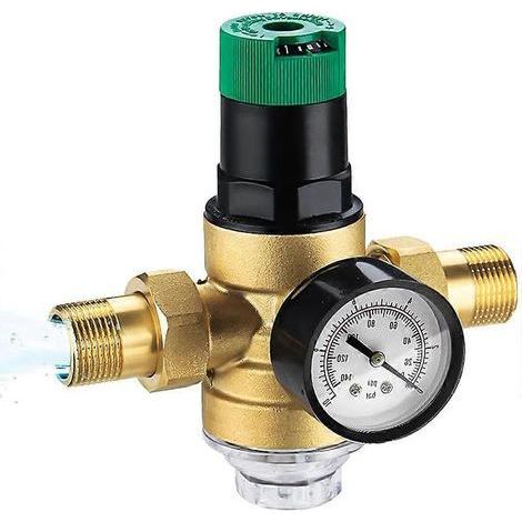 Régulateur de pression d'eau 1/2 pouce, régulateur de pression d'eau avec manomètre et filtre à mailles (1/5)