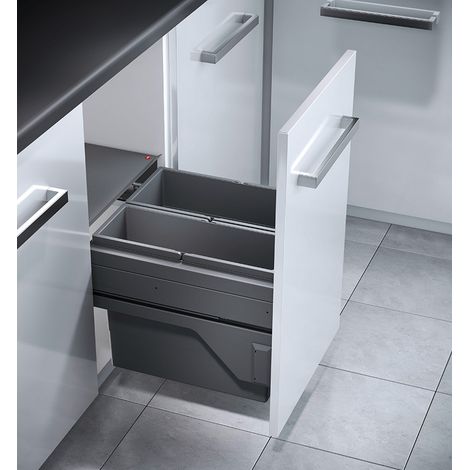 Poubelle de cuisine tri sélectif 2 bacs encastrable 38L (21+17) Hailo Cargo