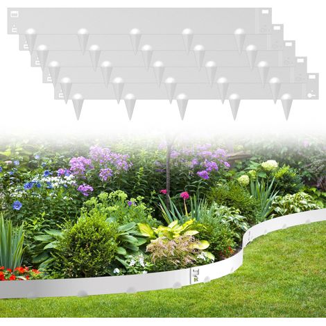 SWANEW Bordo prato con suggerimenti Bordatura del prato DIY Bordatura del prato in metallo zincato Bordatura del sentiero Argento 100x18cm 5m (1/5)