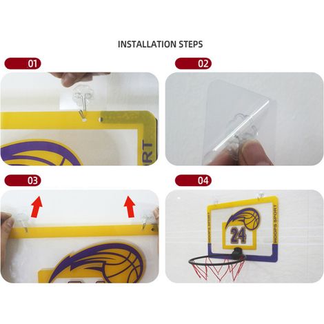 Wandmontierter Basketballkorb Nr. 7, Basketballkorb-Set für drinnen und draußen, für Jungen, Mädchen und Teenager, für Lakers-Fans (1/4)