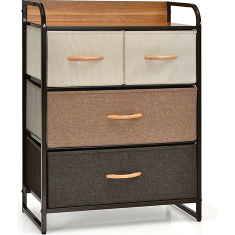 4-Drawer Dresser Storage 3-Tier Organizer Tower Bedside Display Stand Foldable (1/5)