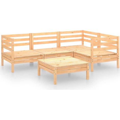 Maison Exclusive - 5-tlg. Garten-Lounge-Set Massivholz Kiefer (1/5)