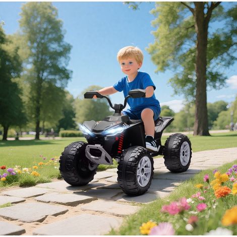 Quad elettrico per bambini 24 V, 4 ruote, 2 motori, 2 velocità, fari, USB, MP3, nero DESVIAE (1/5)