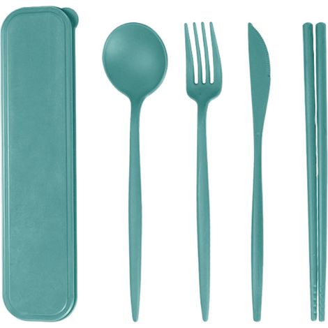 1 Ensemble couverts en blé, portable, couteau fourchette cuillère baguettes, camping pique-nique extérieur (1/5)