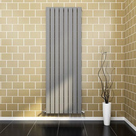 ELEGANT 1800x608mm Anthracite Designer Radiator Vertical Flat Panel Single Panel Radiator with Angled Radiator Valves (1/5)